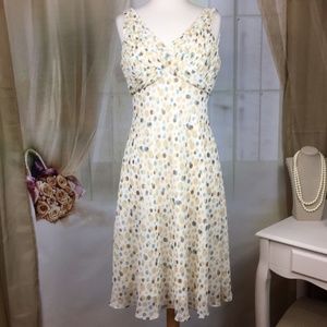 Cream Sleeveless Polka Dot Dress